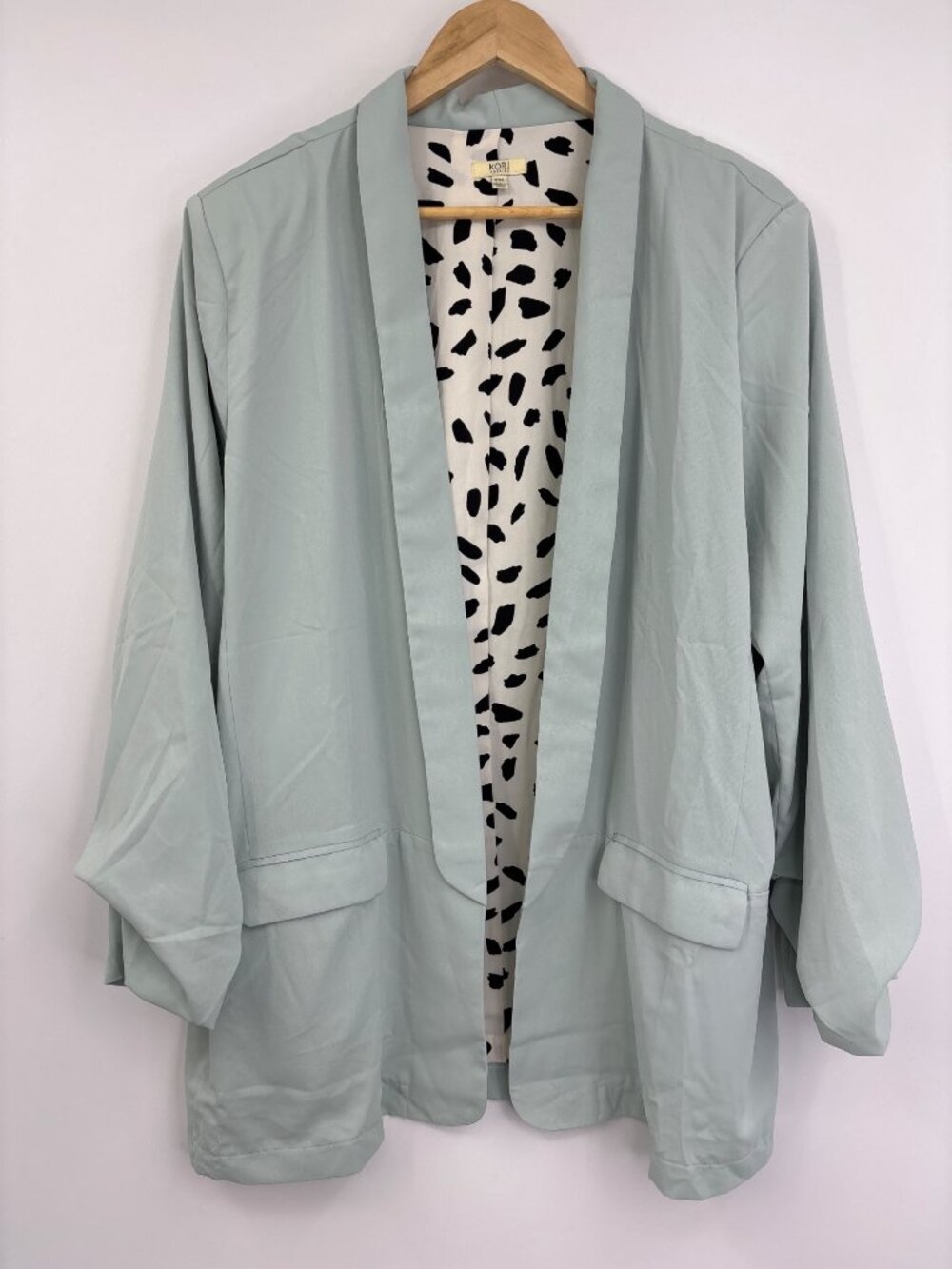 Kori America Open Front Blazer Jacket Light Green 2XL